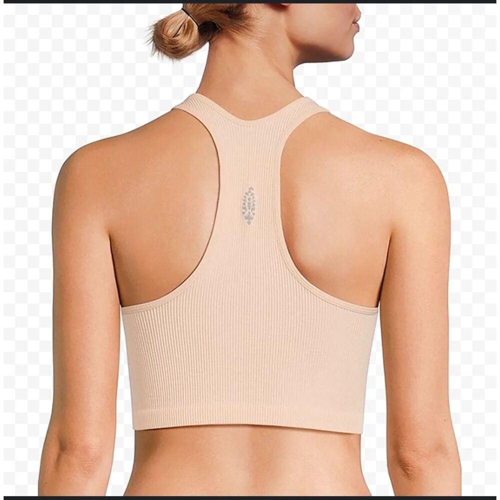 Free People Movement Free Throw Crop Tank Beige Womens XS Stretch Athletic Top